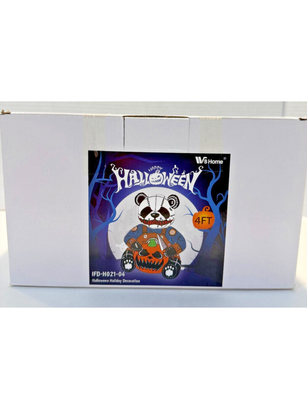WBHome 4 FT Halloween Inflatable Creepy Stitched Bear Pumpkin LED Yard Decor